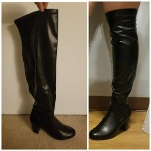Leather knee high boots